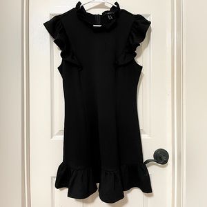 Black, flared mini dress